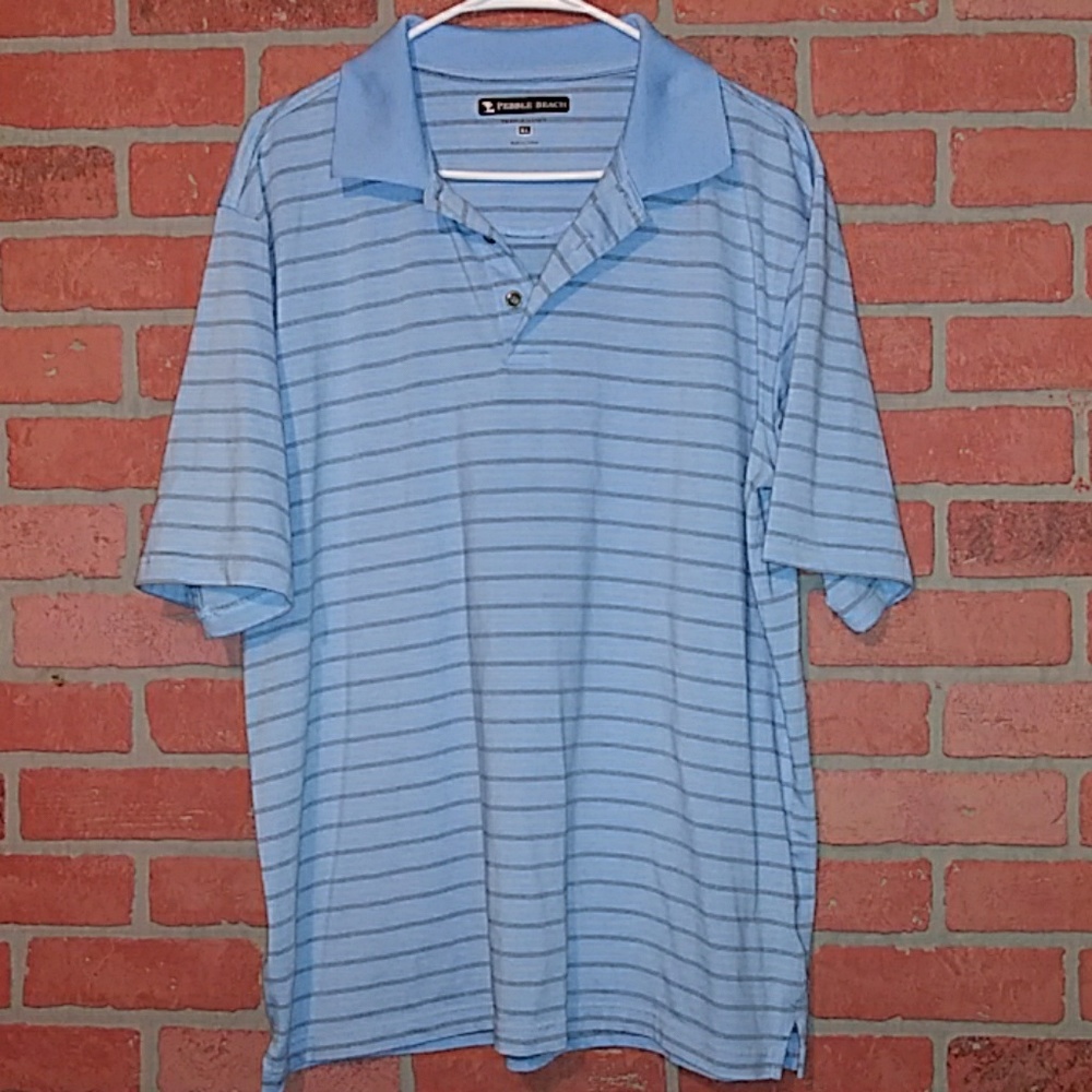 Pebble Beach XXL Performance golf polo blue stripe - Picture 2 of 3